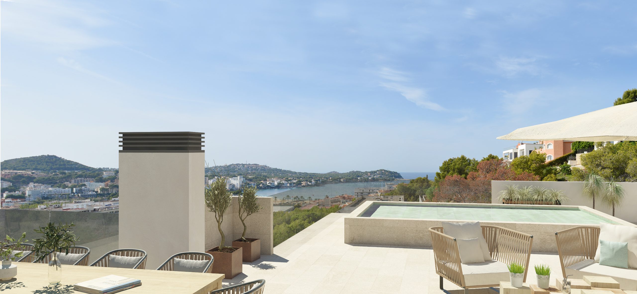luxury new build 4 bedroom flat with sea view in Santa Ponsa, Mallorca